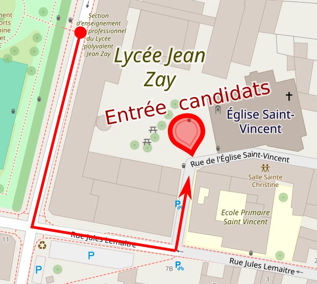 Entrées-sorties par les parvis de l'église Saint-Vincent